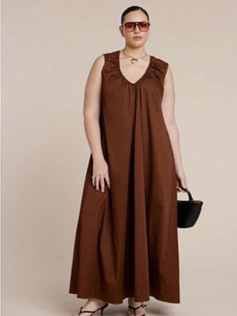 Eloquii shirred scoop neck tank dress